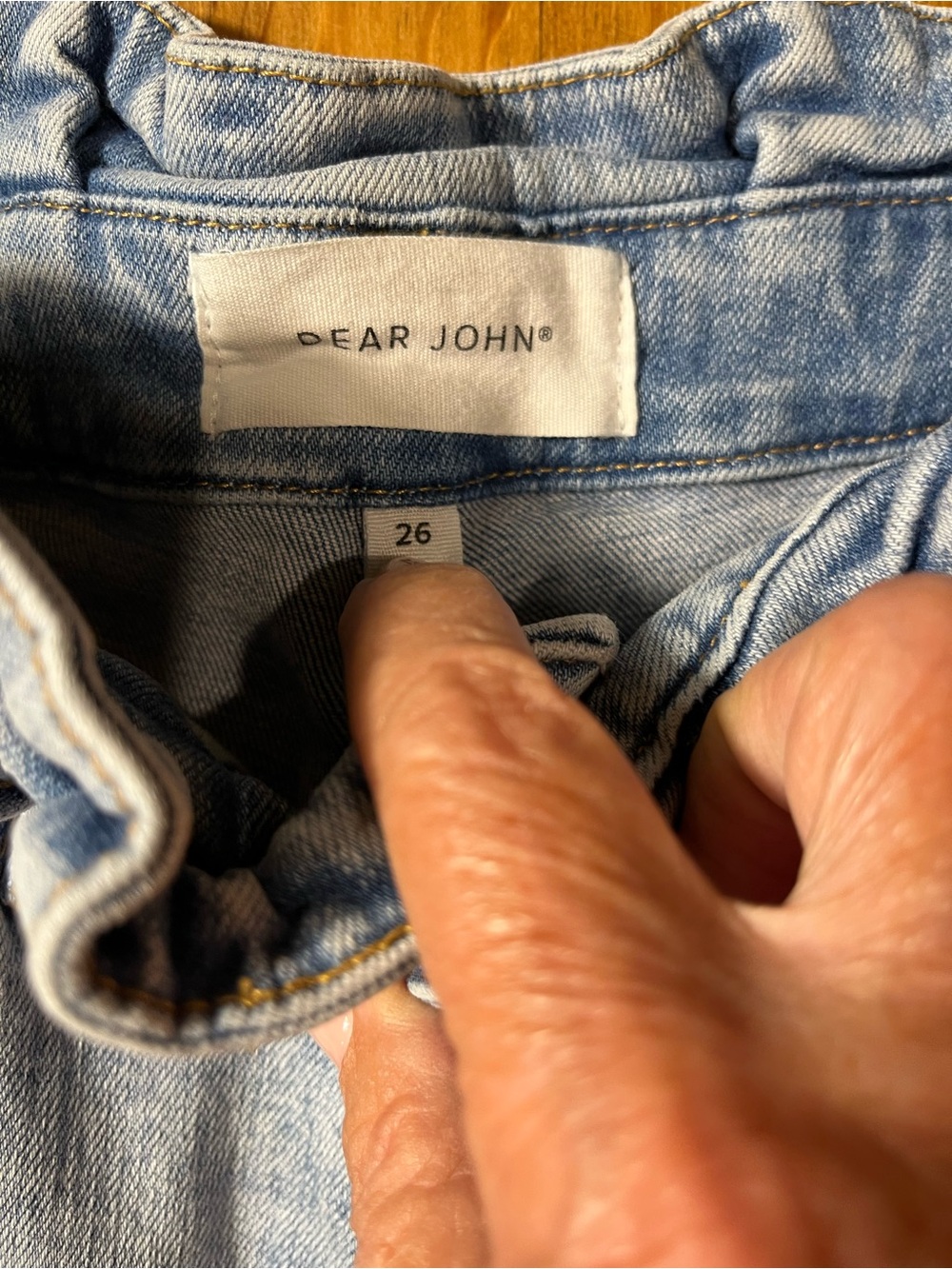 Dear John Light Blue Straight-Leg  paper bag waist. - Picture 3 of 4